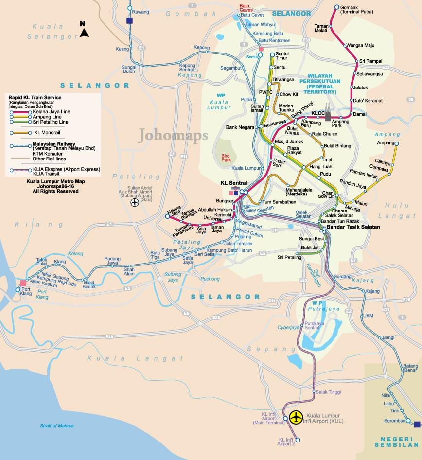 Малайзия карта на метрото 