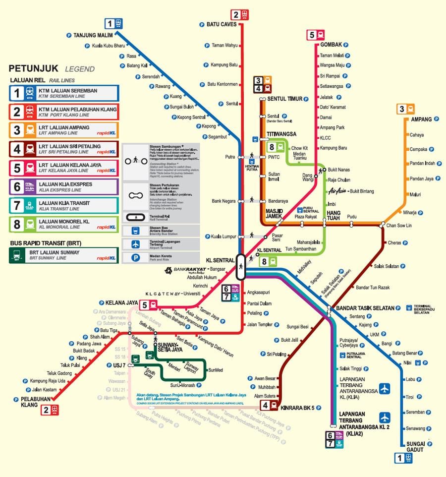 Малайзия MRT на картата 2016