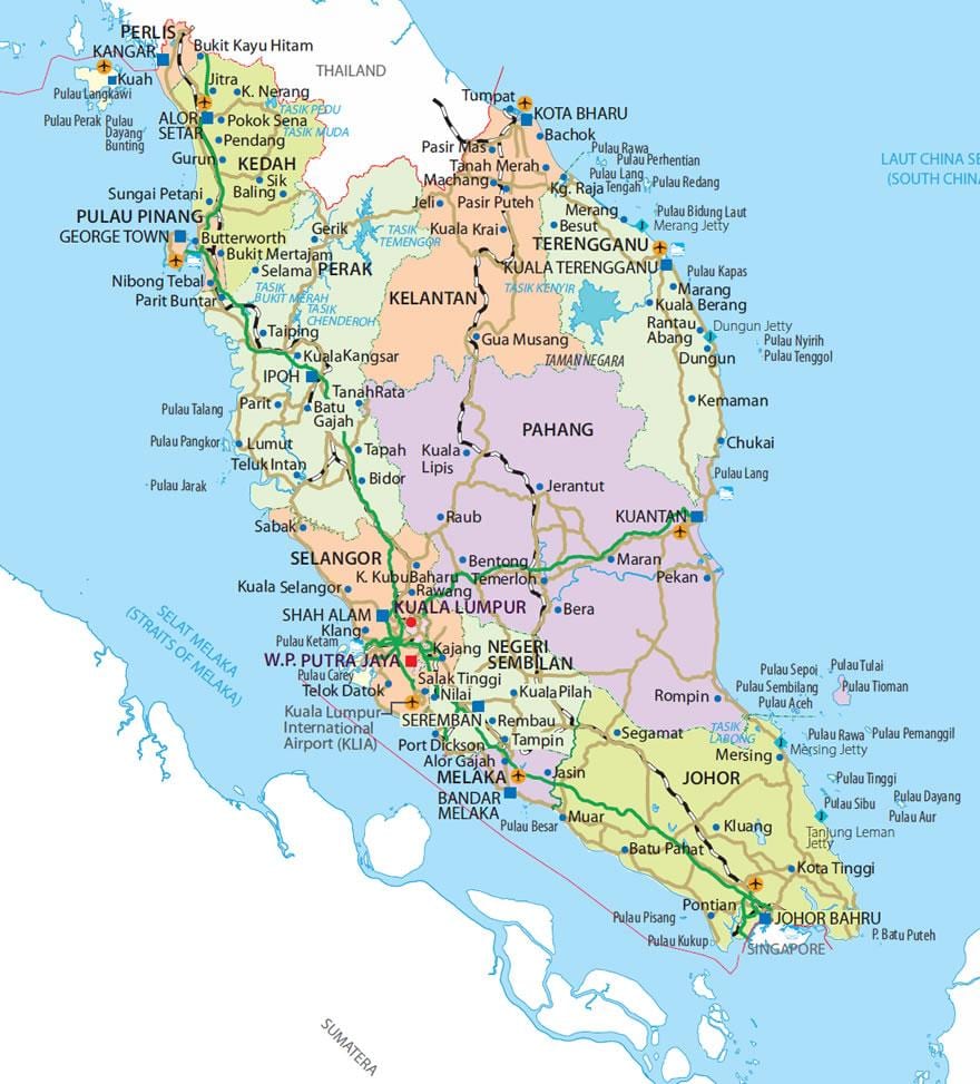 penisular Малайзия картата