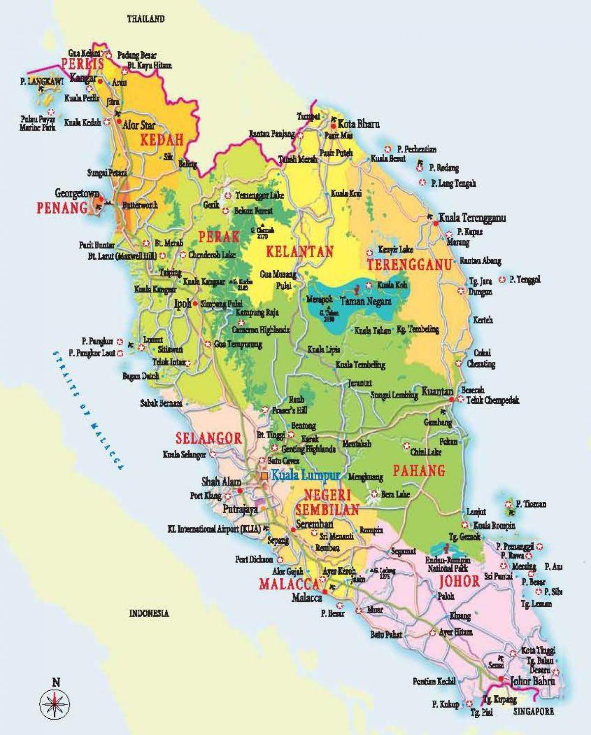 карта на Западна Малайзия