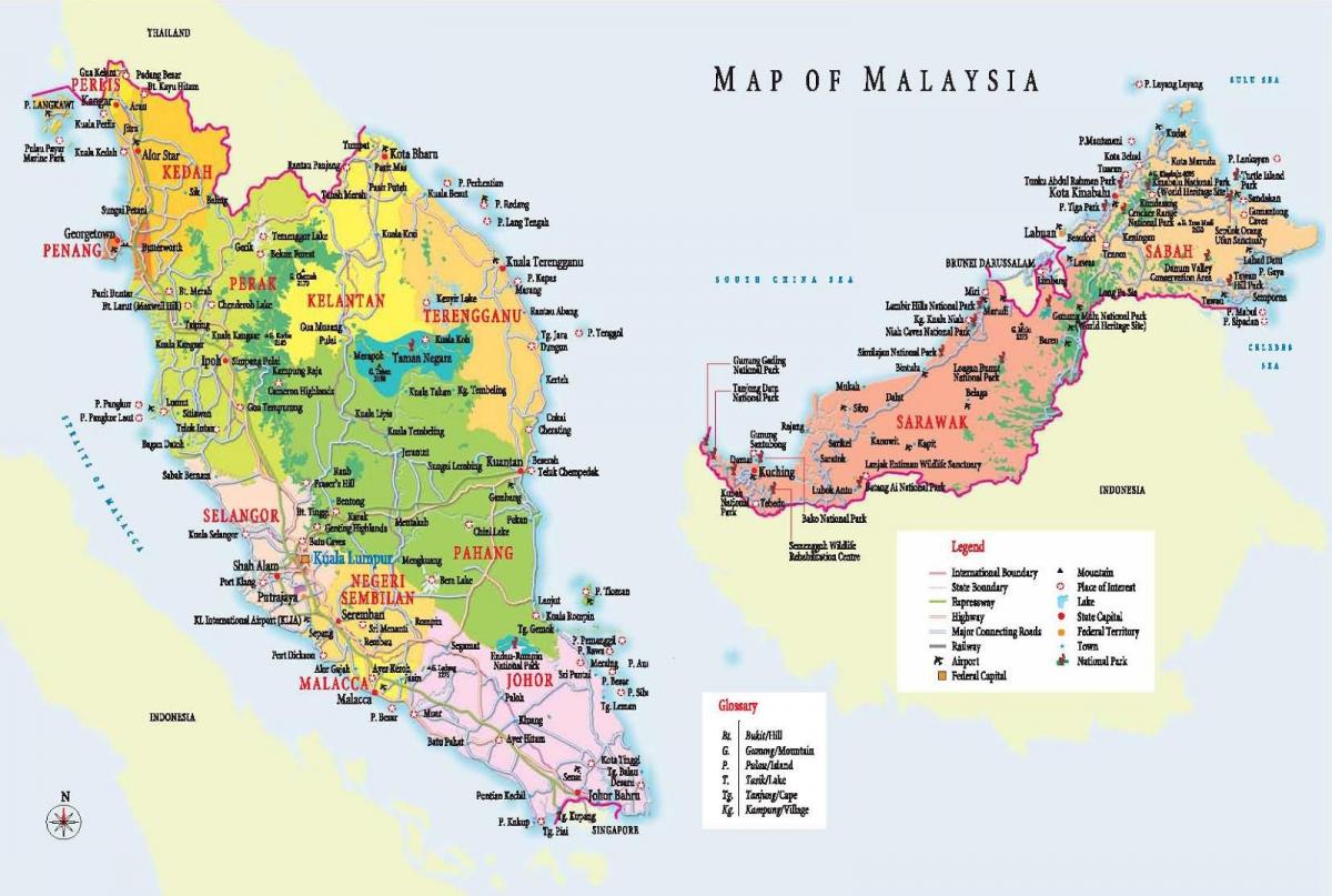 туристическа карта на Малайзия