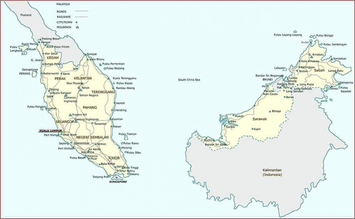 подробна карта на Малайзия